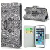 New Arrive Fashion Colorful Drawing Printed Black White Flower PU Leather Flip Wallet Stand Case With Card Slots For iPhone 5 / 5s