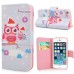 New Arrive Fashion Colorful Drawing Printed  Christmas Owl  PU Leather Flip Wallet Stand Case With Card Slots For iPhone 5 / 5s