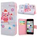 New Arrive Fashion Colorful Drawing Printed  Christmas Owl  PU Leather Flip Wallet Stand Case With Card Slots For iPhone 5c