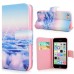 New Arrive Fashion Colorful Drawing Printed Clouds In Blue Sky PU Leather Flip Wallet Stand Case With Card Slots For iPhone 5c