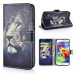 New Arrive Fashion Colorful Drawing Printed Contemplative Lion PU Leather Flip Wallet Stand Case With Card Slots For Samsung Galaxy S5 G900