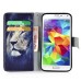 New Arrive Fashion Colorful Drawing Printed Contemplative Lion PU Leather Flip Wallet Stand Case With Card Slots For Samsung Galaxy S5 G900