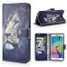 New Arrive Fashion Colorful Drawing Printed Contemplative Lion PU Leather Flip Wallet Stand Case With Card Slots For Samsung Galaxy S6 Edge