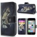 New Arrive Fashion Colorful Drawing Printed Contemplative Lion PU Leather Flip Wallet Stand Case With Card Slots For iPhone 5c