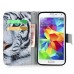 New Arrive Fashion Colorful Drawing Printed Cool White Tiger PU Leather Flip Wallet Stand Case With Card Slots For Samsung Galaxy S5 G900