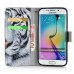 New Arrive Fashion Colorful Drawing Printed Cool White Tiger  PU Leather Flip Wallet Stand Case With Card Slots For Samsung Galaxy S6 Edge