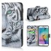 New Arrive Fashion Colorful Drawing Printed Cool White Tiger  PU Leather Flip Wallet Stand Case With Card Slots For Samsung Galaxy S6 Edge