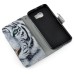 New Arrive Fashion Colorful Drawing Printed Cool White Tiger  PU Leather Flip Wallet Stand Case With Card Slots For Samsung Galaxy S6 Edge