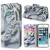 New Arrive Fashion Colorful Drawing Printed Cool White Tiger PU Leather Flip Wallet Stand Case With Card Slots For iPhone 5 / 5s