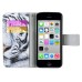 New Arrive Fashion Colorful Drawing Printed Cool White Tiger PU Leather Flip Wallet Stand Case With Card Slots For iPhone 5c