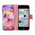 New Arrive Fashion Colorful Drawing Printed Fantastic Clouds PU Leather Flip Wallet Stand Case With Card Slots For iPhone 5c