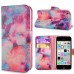New Arrive Fashion Colorful Drawing Printed Fantastic Clouds PU Leather Flip Wallet Stand Case With Card Slots For iPhone 5c