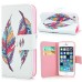 New Arrive Fashion Colorful Drawing Printed  Feather  PU Leather Flip Wallet Stand Case With Card Slots For iPhone 5 / 5s