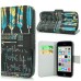 New Arrive Fashion Colorful Drawing Printed  Live With Positive Mind PU Leather Flip Wallet Stand Case With Card Slots For iPhone 5c