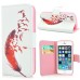 New Arrive Fashion Colorful Drawing Printed Red Feather Dove PU Leather Flip Wallet Stand Case With Card Slots For iPhone 5 / 5s