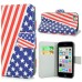 New Arrive Fashion Colorful Drawing Printed Stars And Stripes PU Leather Flip Wallet Stand Case With Card Slots For iPhone 5c