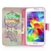 New Arrive Fashion Colorful Drawing Printed Yellow Dreamcatcher PU Leather Flip Wallet Stand Case With Card Slots For Samsung Galaxy S5 G900