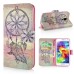 New Arrive Fashion Colorful Drawing Printed Yellow Dreamcatcher PU Leather Flip Wallet Stand Case With Card Slots For Samsung Galaxy S5 G900