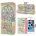 New Arrive Fashion Colorful Drawing Printed Yellow Dreamcatcher PU Leather Flip Wallet Stand Case With Card Slots For iPhone 5 / 5s