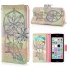 New Arrive Fashion Colorful Drawing Printed Yellow Dreamcatcher PU Leather Flip Wallet Stand Case With Card Slots For iPhone 5c