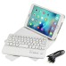 New Detachable Wireless Bluetooth Keyboard Case Lichi Pattern Leather Smart Cover With Stand For iPad Mini 4 - White