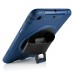 New Fashion 360 Degree Rotating Plastic Stand Defender Case With Touch Screen Film Hand Belt For iPad Air (iPad 5) - Blue