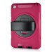 New Fashion 360 Degree Rotating Plastic Stand Defender Case With Touch Screen Film Hand Belt For iPad Mini 4 - Magenta