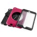 New Fashion 360 Degree Rotating Plastic Stand Defender Case With Touch Screen Film Hand Belt For iPad Mini 4 - Magenta