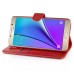 New Fashion Lichi And Crazy Horse Pattern Magnetic PU Leather Flip Stand Card Slots Case For Samsung Galaxy Note 5 - Red