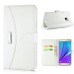 New Fashion Lichi And Crazy Horse Pattern Magnetic PU Leather Flip Stand Card Slots Case For Samsung Galaxy Note 5 - White