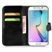 New Fashion Lichi And Crazy Horse Pattern Magnetic PU Leather Flip Stand Card Slots Case For Samsung Galaxy S6 Edge - Black