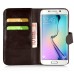 New Fashion Lichi And Crazy Horse Pattern Magnetic PU Leather Flip Stand Card Slots Case For Samsung Galaxy S6 Edge - Brown