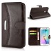 New Fashion Lichi And Crazy Horse Pattern Magnetic PU Leather Flip Stand Card Slots Case For Samsung Galaxy S6 Edge - Brown