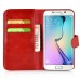 New Fashion Lichi And Crazy Horse Pattern Magnetic PU Leather Flip Stand Card Slots Case For Samsung Galaxy S6 Edge - Red