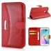 New Fashion Lichi And Crazy Horse Pattern Magnetic PU Leather Flip Stand Card Slots Case For Samsung Galaxy S6 Edge - Red