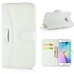 New Fashion Lichi And Crazy Horse Pattern Magnetic PU Leather Flip Stand Card Slots Case For Samsung Galaxy S6 Edge - White