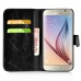 New Fashion Lichi And Crazy Horse Pattern Magnetic PU Leather Flip Stand Card Slots Case For Samsung Galaxy S6 G920 - Black