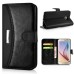 New Fashion Lichi And Crazy Horse Pattern Magnetic PU Leather Flip Stand Card Slots Case For Samsung Galaxy S6 G920 - Black