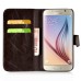 New Fashion Lichi And Crazy Horse Pattern Magnetic PU Leather Flip Stand Card Slots Case For Samsung Galaxy S6 G920 - Brown