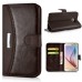 New Fashion Lichi And Crazy Horse Pattern Magnetic PU Leather Flip Stand Card Slots Case For Samsung Galaxy S6 G920 - Brown