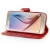 New Fashion Lichi And Crazy Horse Pattern Magnetic PU Leather Flip Stand Card Slots Case For Samsung Galaxy S6 G920 - Red