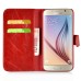 New Fashion Lichi And Crazy Horse Pattern Magnetic PU Leather Flip Stand Card Slots Case For Samsung Galaxy S6 G920 - Red