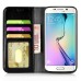 New Fashion Magnetic PU Leather Flip Stand Wallet Slots Case For Samsung Galaxy S6 Edge - Black