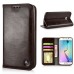 New Fashion Magnetic PU Leather Flip Stand Wallet Slots Case For Samsung Galaxy S6 Edge - Brown