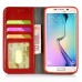 New Fashion Magnetic PU Leather Flip Stand Wallet Slots Case For Samsung Galaxy S6 Edge - Red