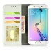 New Fashion Magnetic PU Leather Flip Stand Wallet Slots Case For Samsung Galaxy S6 Edge - White