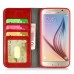 New Fashion Magnetic PU Leather Flip Stand Wallet Slots Case For Samsung Galaxy S6 G920 - Red