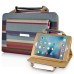 New Stripes Colorful Carrying Handbag PU Leather Smart Stand Case Cover For iPad Mini 4 - Blue And Green