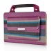 New Stripes Colorful Carrying Handbag PU Leather Smart Stand Case Cover For iPad Mini 4 - Purple And Black