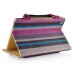 New Stripes Colorful Carrying Handbag PU Leather Smart Stand Case Cover For iPad Mini 4 - Purple And Black